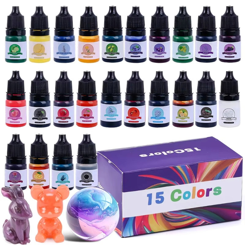 Resin Pigment Set - สีผสมเรซิ่นอีพ็อกซี่ 24 สีสดใส สีผสมเรซิ่นอีพ็อกซี่ชนิดน้ำเข้มข้นสูง สีผสมเรซิ่นโปร่งแสงสำหรับงานศิลปะ DIY