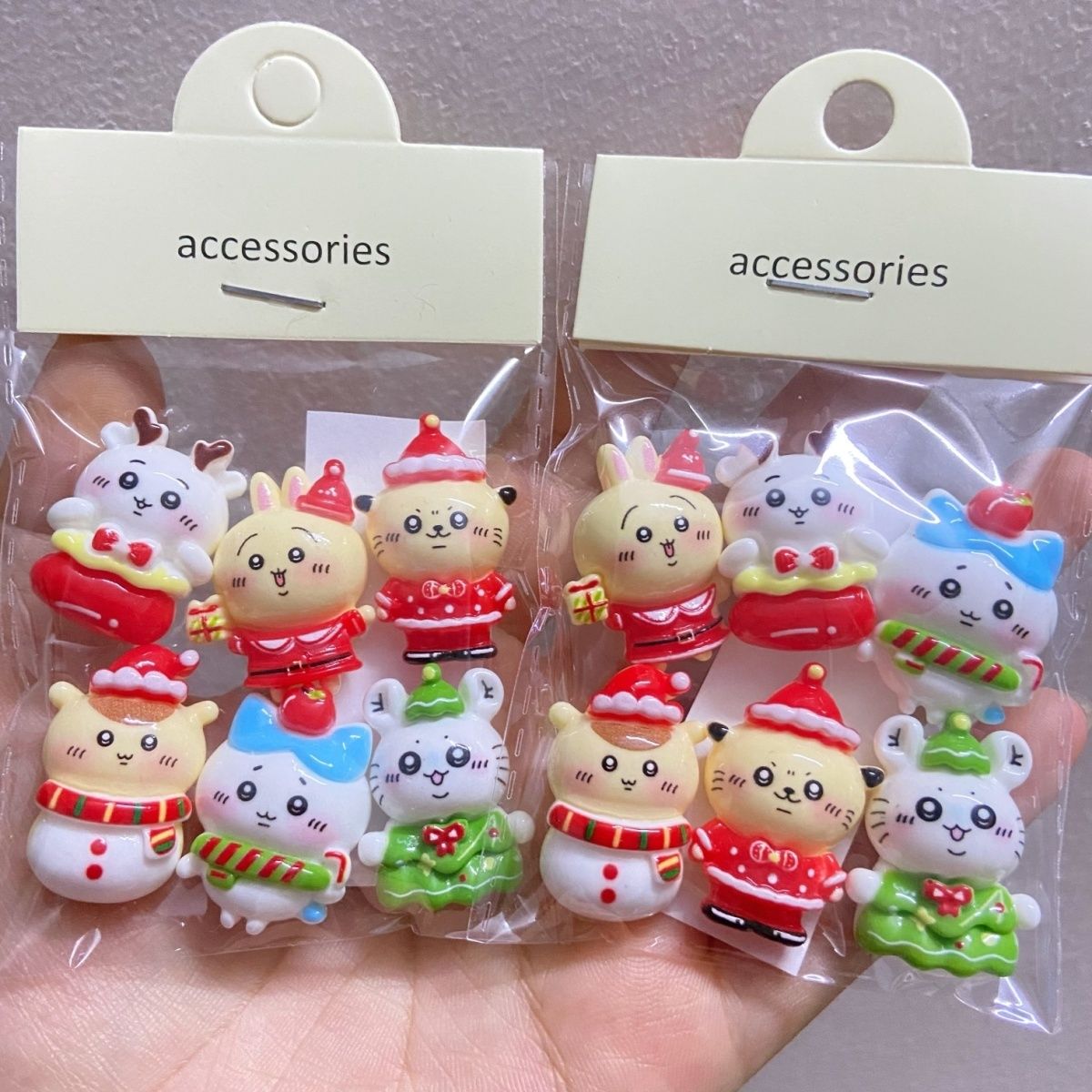 Crafting Resin - สติ๊กเกอร์เรซินสีพื้นลายชิคาวะสำหรับคริสต์มาส แบบถอดได้ สำหรับตกแต่งเคสโทรศัพท์ ขวดน้ำ ตู้เย็น จักรยานไฟฟ้า