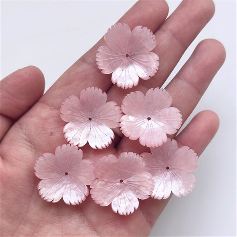 Flower Preservation Resin - 10 ชิ้น/ล็อตใหม่กรดอะซิติกเลียนแบบเชลล์ 26 มม.ดอกไม้สีชมพูลูกปัดเรซิ่น Charm Connectors