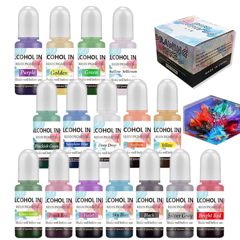 Resin Pigment Set - ชุดสีเม็ดสีสำหรับอีพ็อกซี่เรซิ่น DIY UV เรซิ่นแม่พิมพ์เครื่องประดับทำสีเม็ดสีชุดสีเหลวย้อมเรซิ่นเครื่องมืออุปกรณ์เสริม
