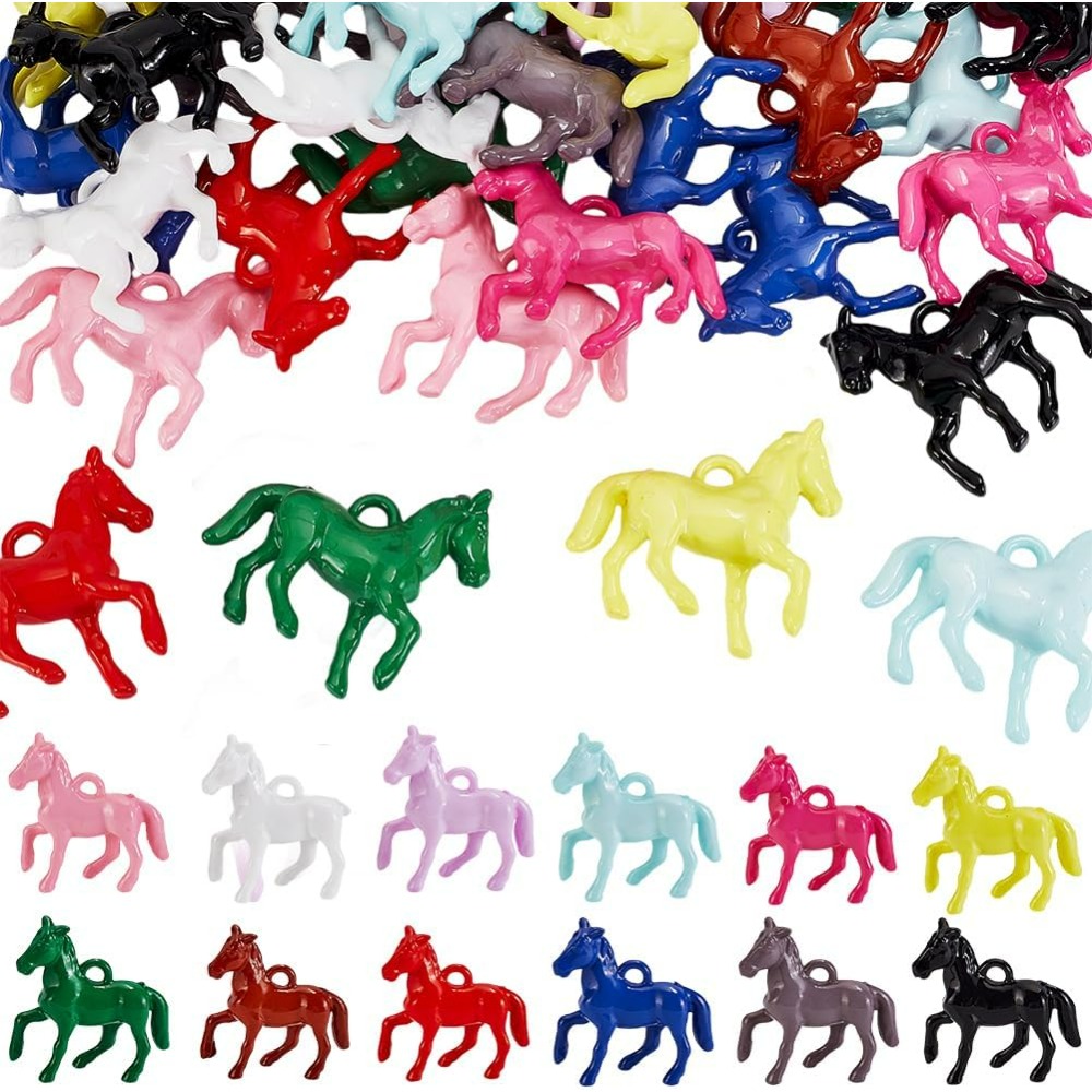 Crafting Resin - 48pcs จี้อะคริลิคทึบแสง 12 สี Little Horse