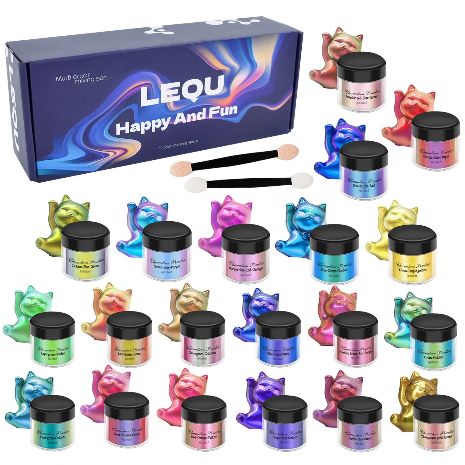 Resin Pigment Set - ชุดผงโครเมียมสีชมพูเปลี่ยนสีสำหรับทำเล็บ DIY ผงสีสำหรับเรซิ่นอีพ็อกซี่ ผงกลิตเตอร์สำหรับทำเล็บ ผงไมก้าสำหรับทำเล็บ DIY
