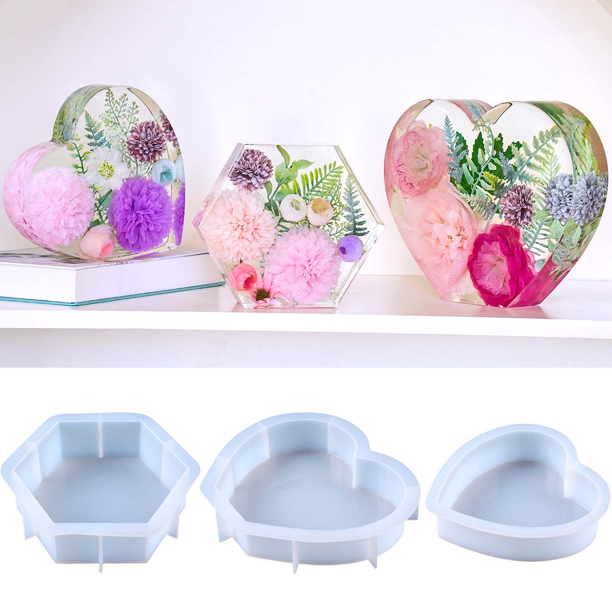 แม่พิมพ์ซิลิโคนรูปหัวใจขนาดใหญ - Flower Preservation Resin บทวิจารณ์และราคา