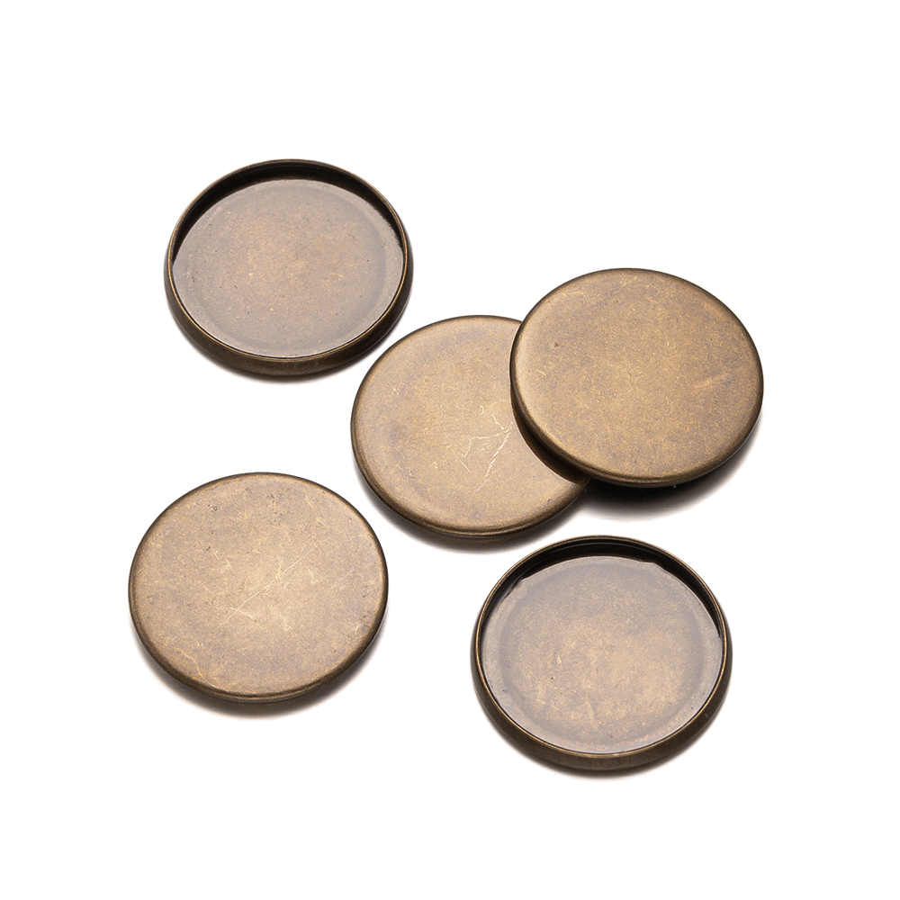20ชิ้นถาดกลมแบนสีบรอนซ์โบราณขอ - Bezels Set Pendant บทวิจารณ์และราคา
